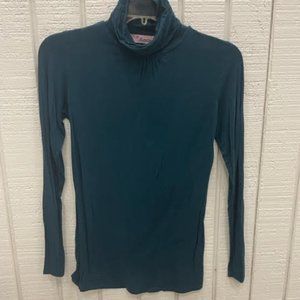 Rose Bud Gathered Neckline LS Dark TealTop